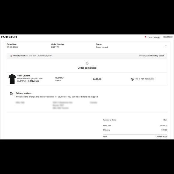 Men’s YSL Black Polo. Size M. Slim fit. Worn 2 times . From Farfetch. - Picture 6 of 6